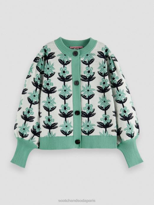 Scotch & Soda enfants cardigan fleuri en maille intarsia incrustation de fleurs vêtements 4HB4736