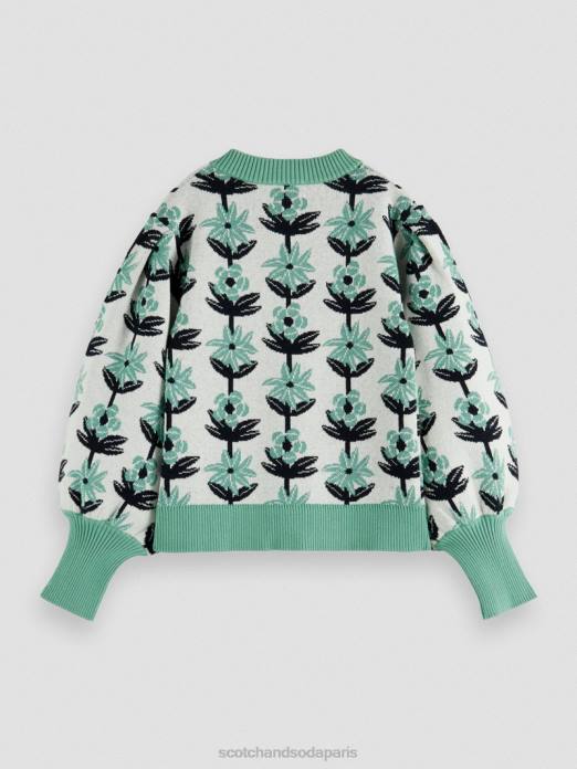 Scotch & Soda enfants cardigan fleuri en maille intarsia incrustation de fleurs vêtements 4HB4736