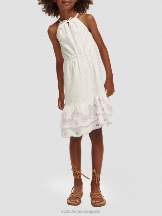 Scotch & Soda enfants robe midi en broderie anglaise blanc cassé vêtements 4HB4733