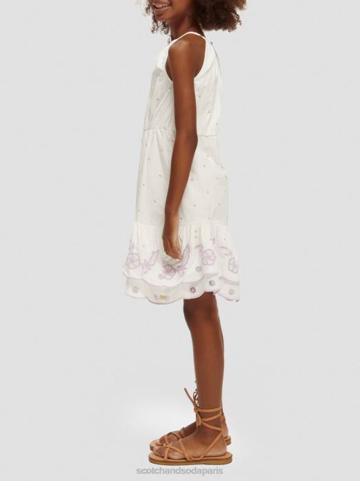 Scotch & Soda enfants robe midi en broderie anglaise blanc cassé vêtements 4HB4733