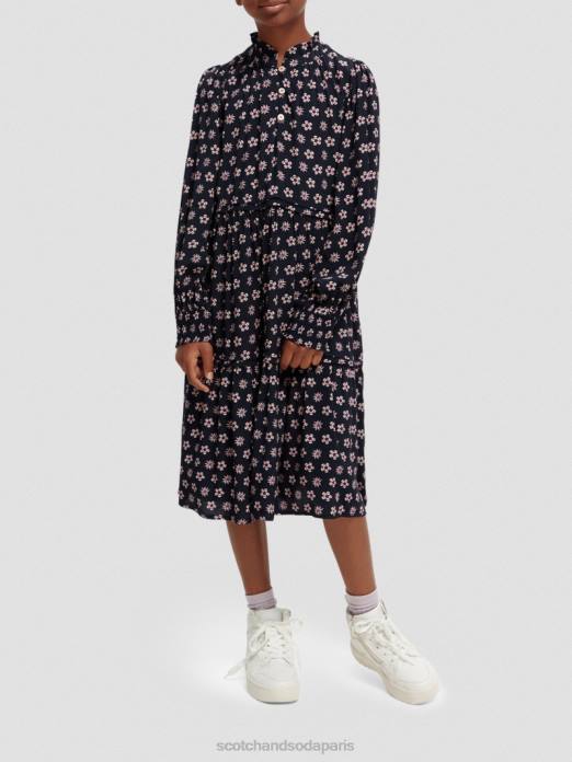 Scotch & Soda enfants robe midi imprimée à manches longues fleur patchwork de nuit vêtements 4HB4725