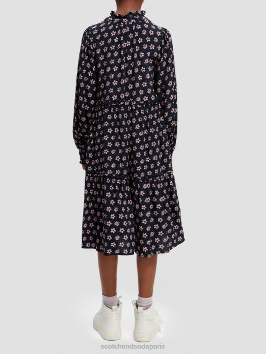 Scotch & Soda enfants robe midi imprimée à manches longues fleur patchwork de nuit vêtements 4HB4725