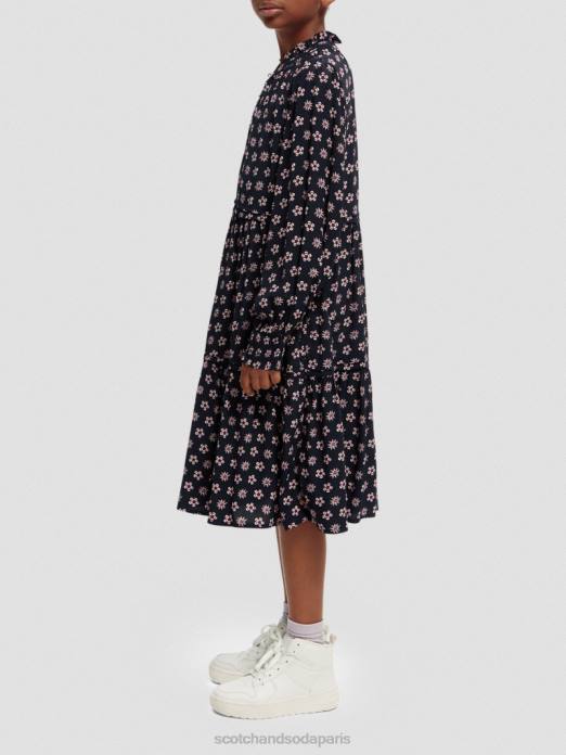 Scotch & Soda enfants robe midi imprimée à manches longues fleur patchwork de nuit vêtements 4HB4725