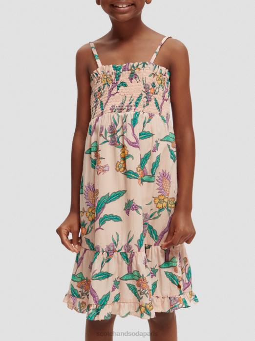 Scotch & Soda enfants robe midi imprimée à smocks jardin de fleurs vêtements 4HB4731