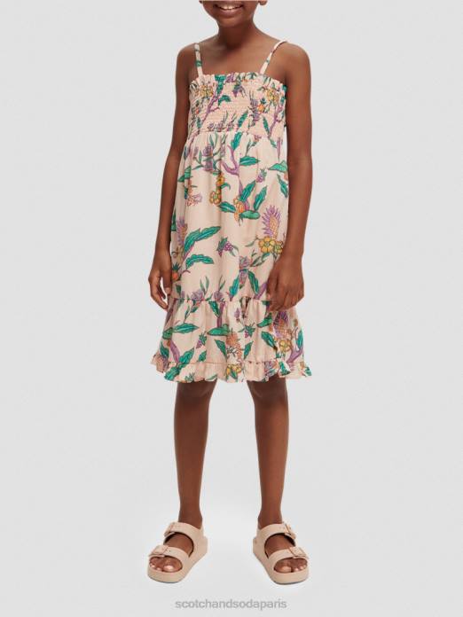 Scotch & Soda enfants robe midi imprimée à smocks jardin de fleurs vêtements 4HB4731