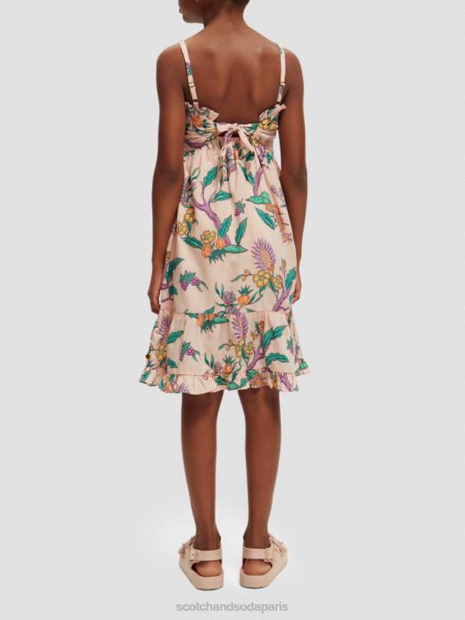 Scotch & Soda enfants robe midi imprimée à smocks jardin de fleurs vêtements 4HB4731