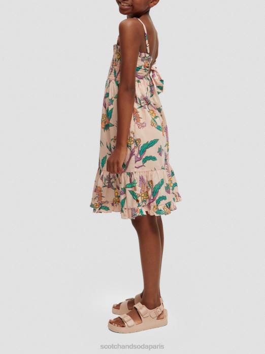 Scotch & Soda enfants robe midi imprimée à smocks jardin de fleurs vêtements 4HB4731
