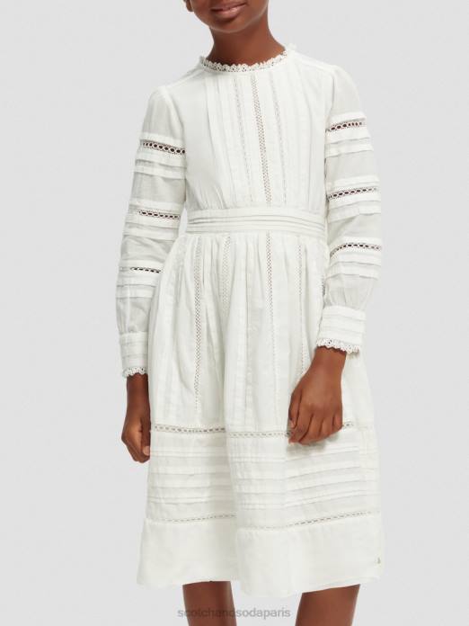 Scotch & Soda enfants robe midi à manches longues en coton biologique blanc cassé vêtements 4HB4728