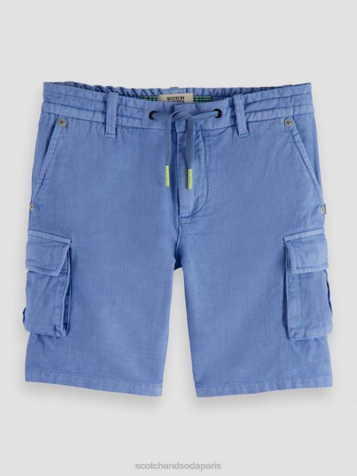 Scotch & Soda enfants short cargo en lin mélangé teint en pièce bleuet vêtements 4HB4805