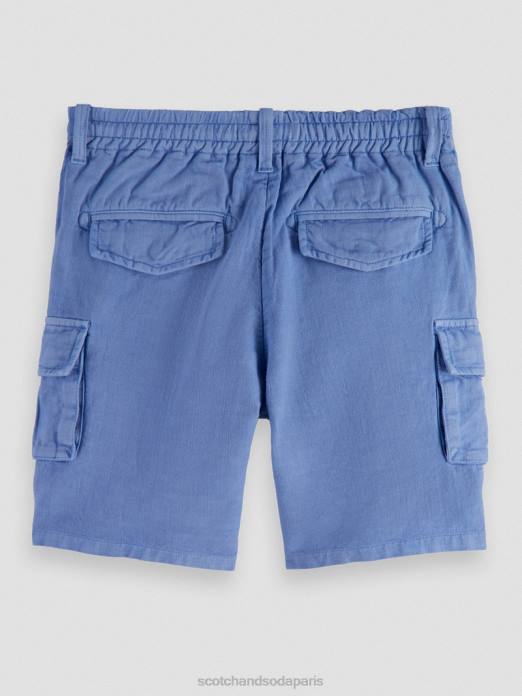 Scotch & Soda enfants short cargo en lin mélangé teint en pièce bleuet vêtements 4HB4805