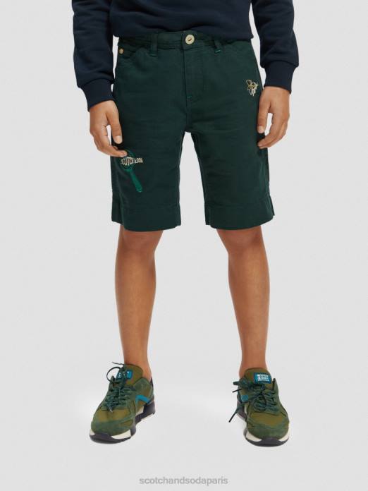 Scotch & Soda enfants short en lin mélangé à broderies artistiques forêt vêtements 4HB4807