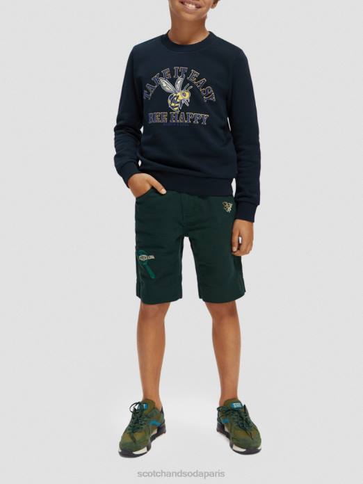Scotch & Soda enfants short en lin mélangé à broderies artistiques forêt vêtements 4HB4807