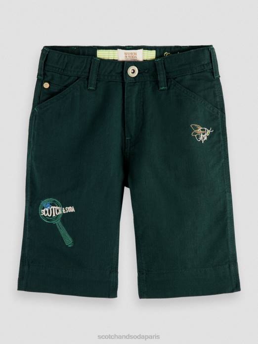 Scotch & Soda enfants short en lin mélangé à broderies artistiques forêt vêtements 4HB4807
