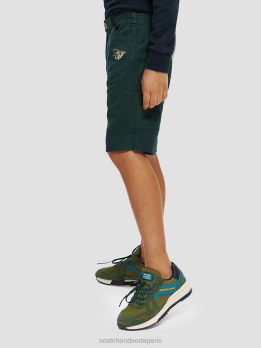 Scotch & Soda enfants short en lin mélangé à broderies artistiques forêt vêtements 4HB4807