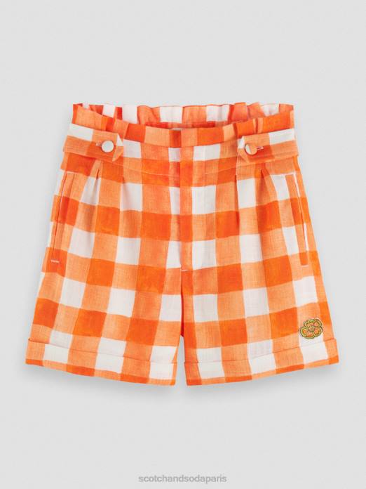 Scotch & Soda enfants short large taille haute à carreaux chèque bistro papaye vêtements 4HB4768