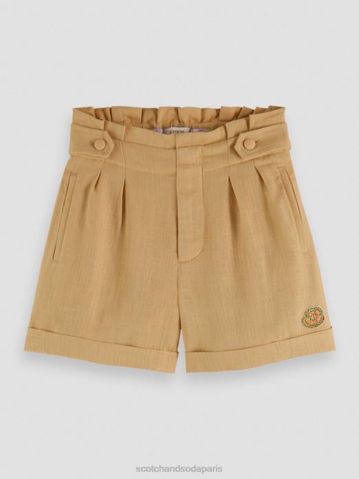 Scotch & Soda enfants short large taille haute à carreaux sable vêtements 4HB4767