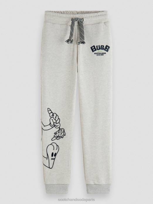 Scotch & Soda enfants looney tunes - pantalon de jogging brodé mélange blanc cassé vêtements 4HB4749