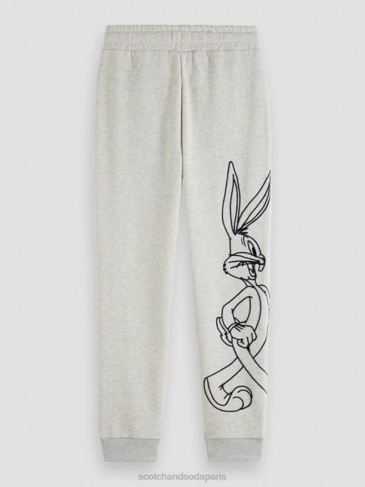Scotch & Soda enfants looney tunes - pantalon de jogging brodé mélange blanc cassé vêtements 4HB4749