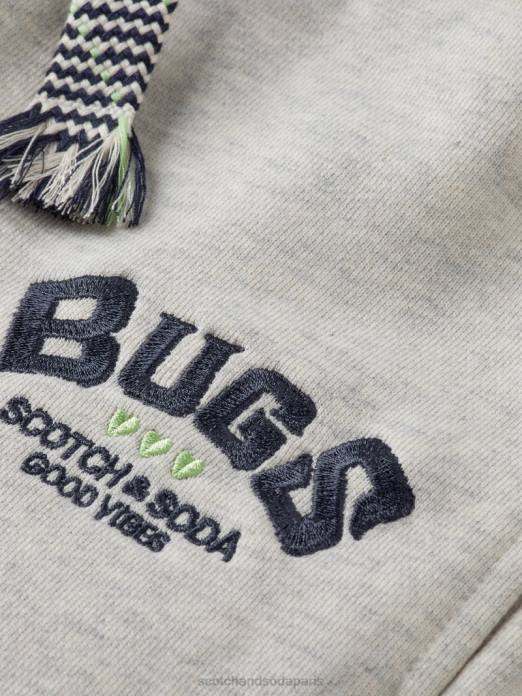 Scotch & Soda enfants looney tunes - pantalon de jogging brodé mélange blanc cassé vêtements 4HB4749