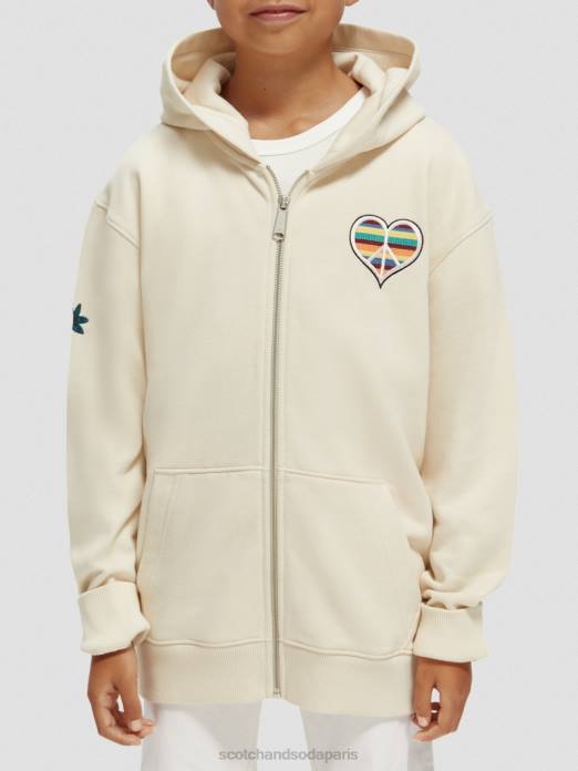 Scotch & Soda enfants né pour aimer les œuvres d'art à capuche écru vêtements 4HB4750
