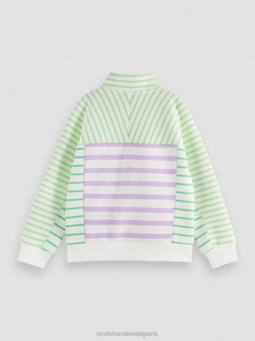 Scotch & Soda enfants sweat à rayures mélangées et demi-zippé rayé vêtements 4HB4753