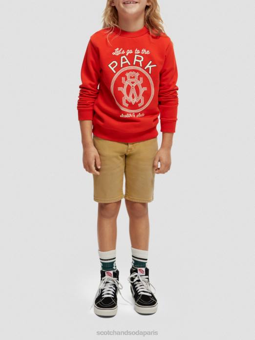 Scotch & Soda enfants sweat-shirt à col rond en coton biologique tomate vêtements 4HB4775