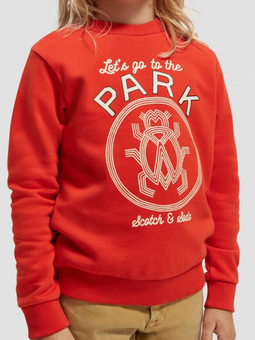 Scotch & Soda enfants sweat-shirt à col rond en coton biologique tomate vêtements 4HB4775