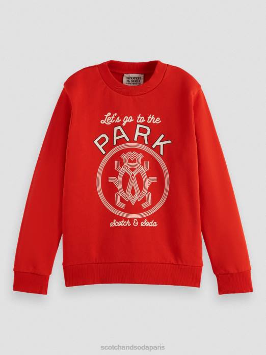 Scotch & Soda enfants sweat-shirt à col rond en coton biologique tomate vêtements 4HB4775