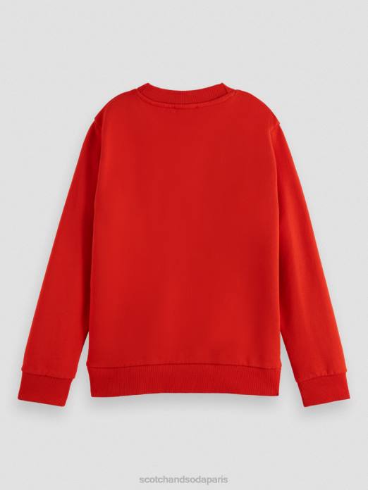 Scotch & Soda enfants sweat-shirt à col rond en coton biologique tomate vêtements 4HB4775