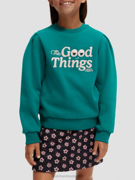 Scotch & Soda enfants sweat-shirt à manches plissées paon vêtements 4HB4751