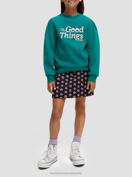 Scotch & Soda enfants sweat-shirt à manches plissées paon vêtements 4HB4751