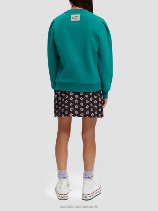 Scotch & Soda enfants sweat-shirt à manches plissées paon vêtements 4HB4751