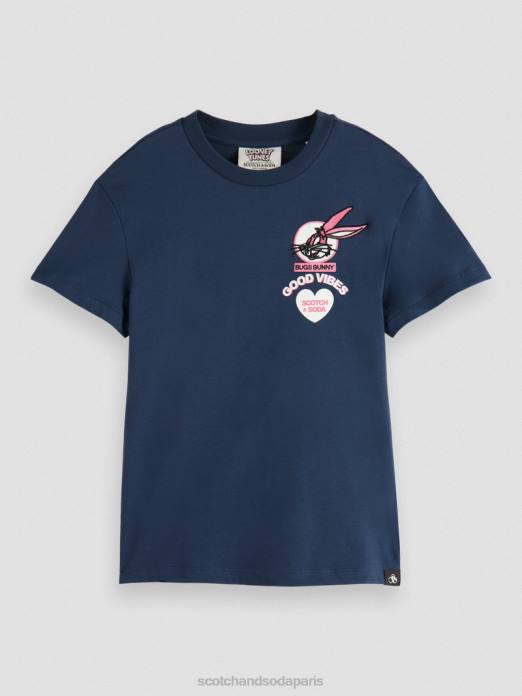 Scotch & Soda enfants Looney Tunes - T-shirt coupe skate en coton biologique avec motif artistique nuit vêtements 4HB4789
