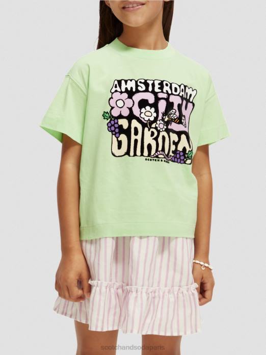 Scotch & Soda enfants t-shirt coupe ample en coton biologique citron vert vêtements 4HB4738