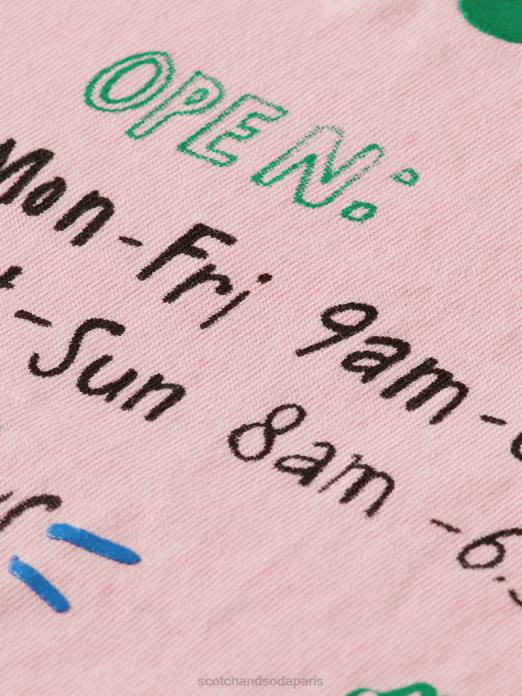 Scotch & Soda enfants t-shirt en coton biologique avec motif artistique et ourlet noué rougir vêtements 4HB4737