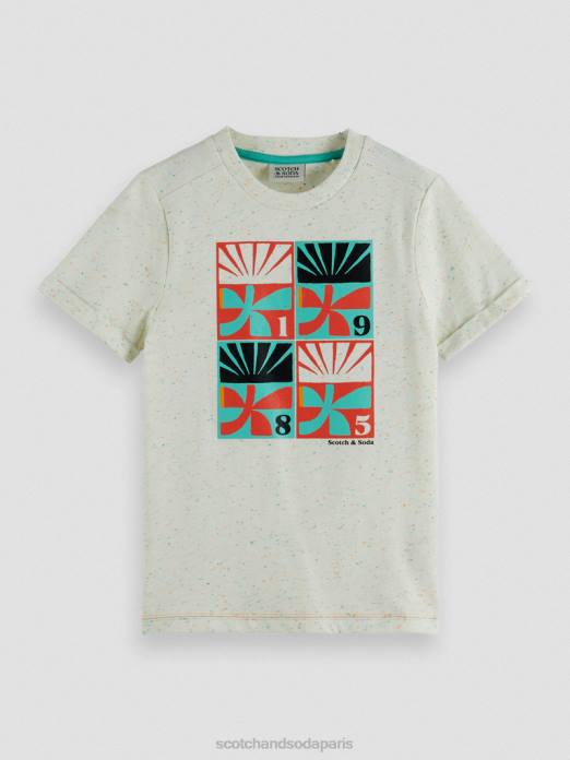 Scotch & Soda enfants t-shirt ras du cou à motif artistique blanc cassé vêtements 4HB4781