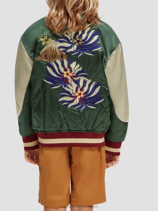 Scotch & Soda enfants blouson aviateur en satin brodé militaire vêtements 4HB4791