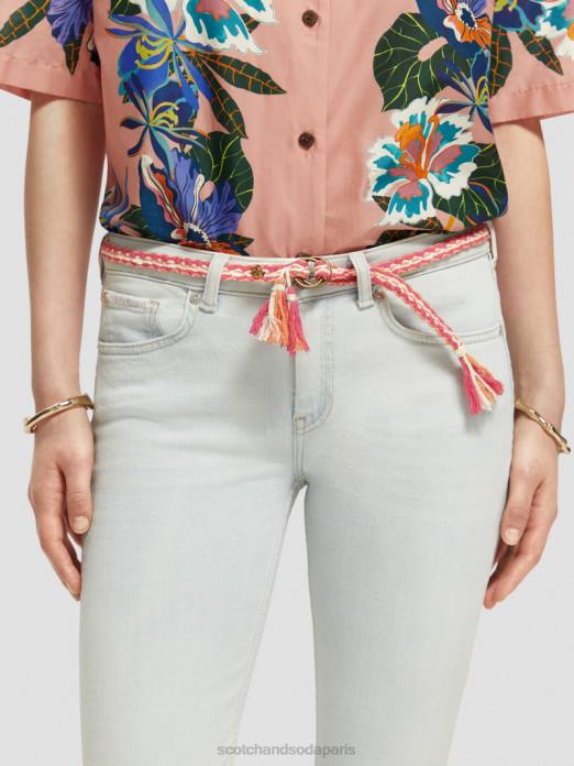 Scotch & Soda femmes ceinture tressée en coton biologique rose punch multi accessoires 4HB4281