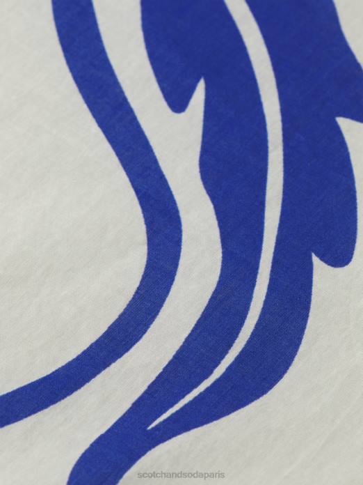 Scotch & Soda femmes écharpe imprimée en coton biologique vanille blanche accessoires 4HB4276