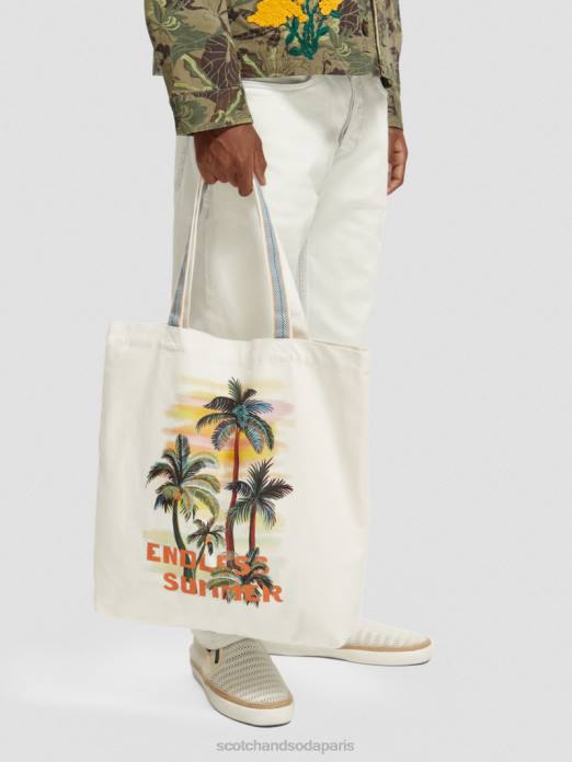 Scotch & Soda femmes sac fourre-tout en toile à motif artistique blanc accessoires 4HB4270