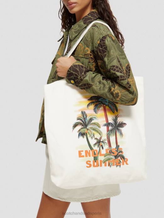 Scotch & Soda femmes sac fourre-tout en toile à motif artistique blanc accessoires 4HB4270
