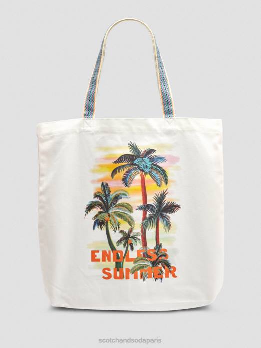 Scotch & Soda femmes sac fourre-tout en toile à motif artistique blanc accessoires 4HB4270