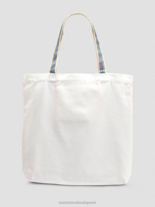 Scotch & Soda femmes sac fourre-tout en toile à motif artistique blanc accessoires 4HB4270