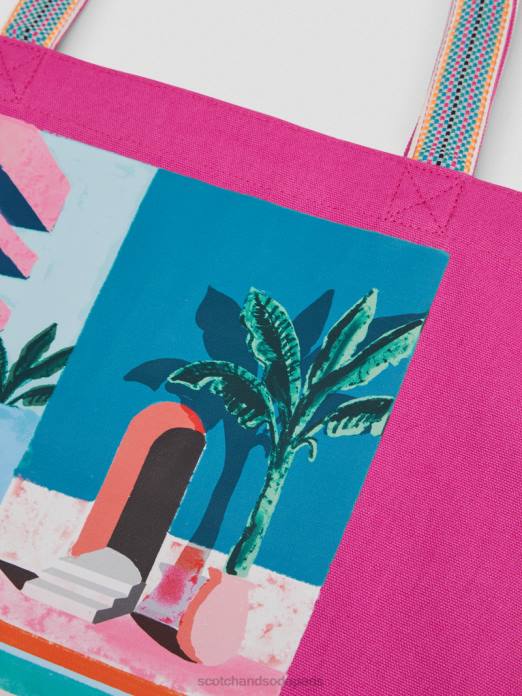 Scotch & Soda femmes sac fourre-tout en toile à motif artistique cerise accessoires 4HB4266