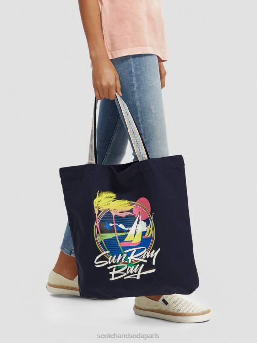 Scotch & Soda femmes sac fourre-tout en toile à motif artistique marine accessoires 4HB4269