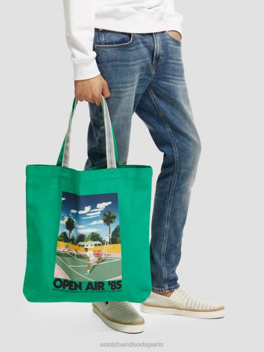 Scotch & Soda femmes sac fourre-tout en toile à motif artistique vert amazonien accessoires 4HB4267