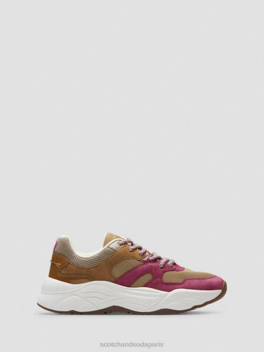 Scotch & Soda femmes baskets en daim céleste marron/violet multicolore chaussure 4HB4260