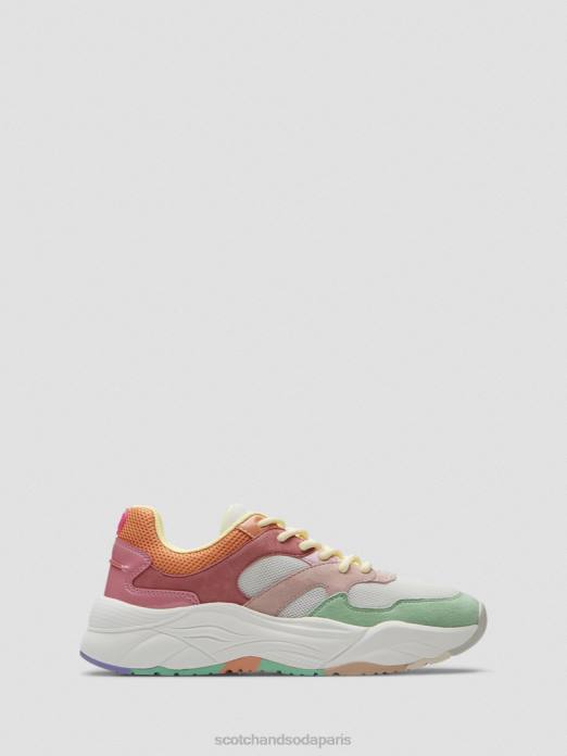 Scotch & Soda femmes baskets en daim céleste rose multicolore chaussure 4HB4259