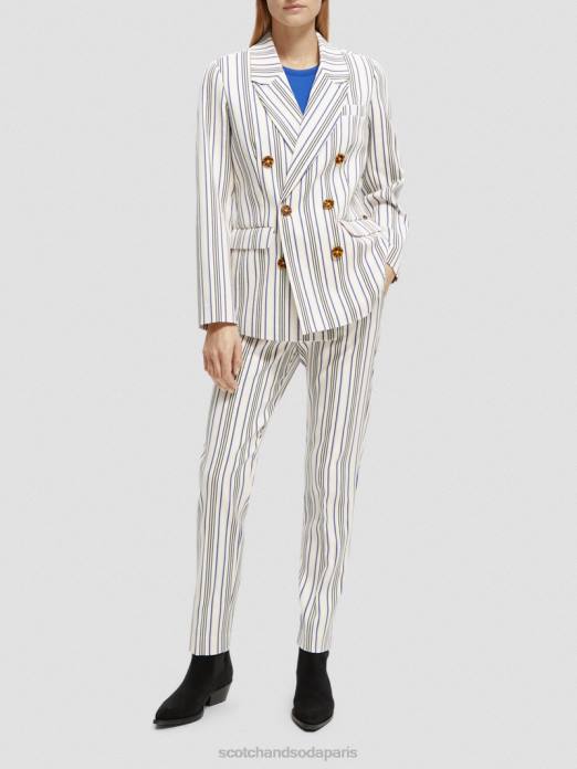 Scotch & Soda femmes blazer rayé à double boutonnage rayures bleues et roses vêtements 4HB4172