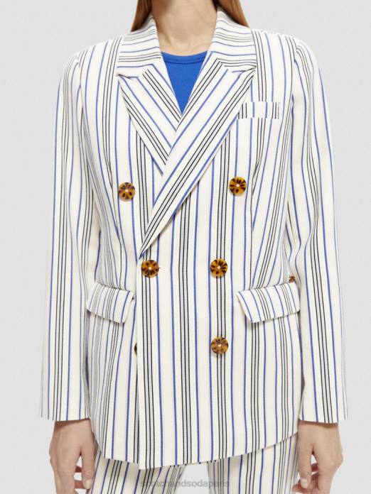 Scotch & Soda femmes blazer rayé à double boutonnage rayures bleues et roses vêtements 4HB4172